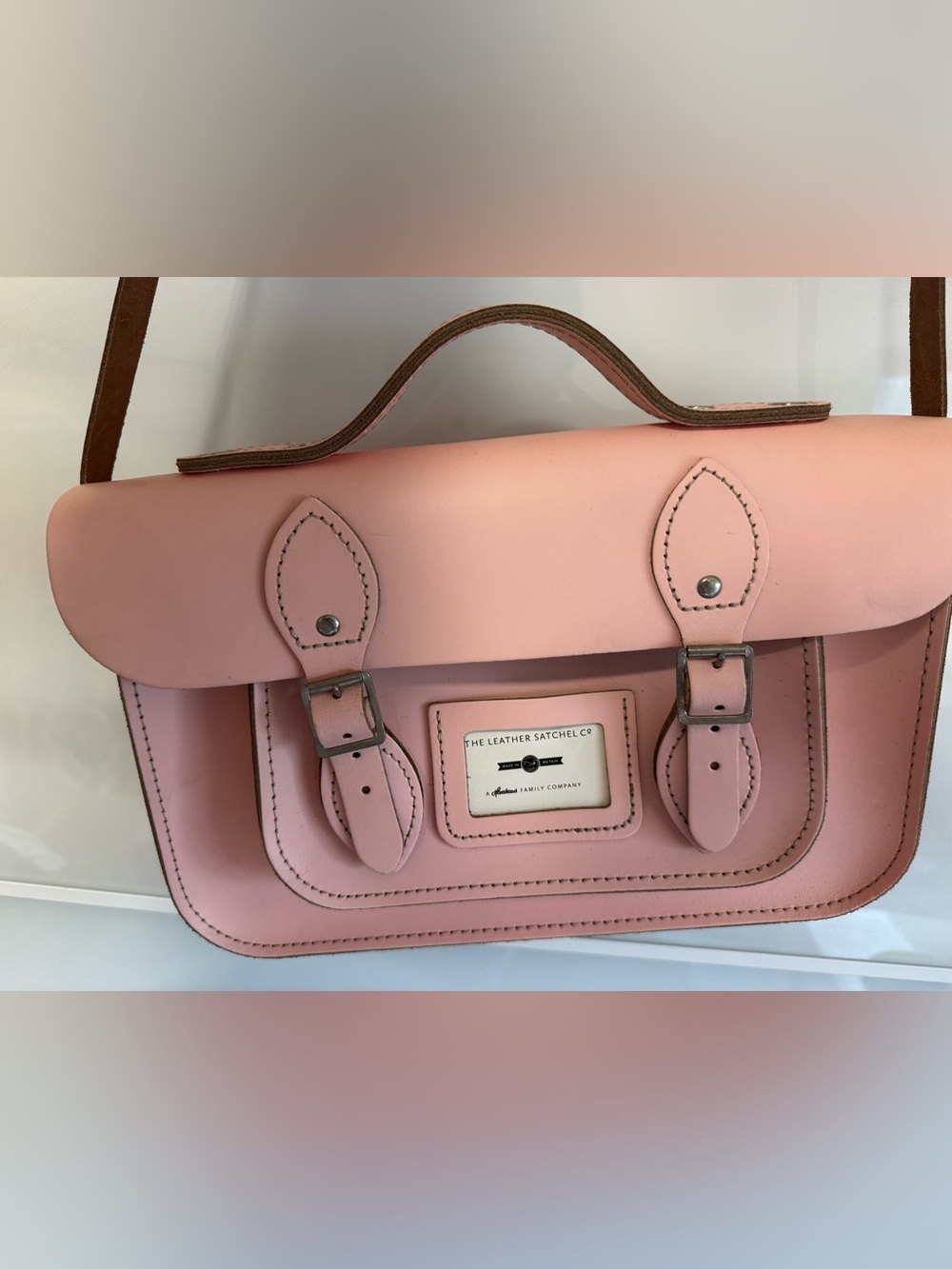 NWOT The leather satchel company pink purse crossbody messenger kawaii cute - Picture 7 of 11
